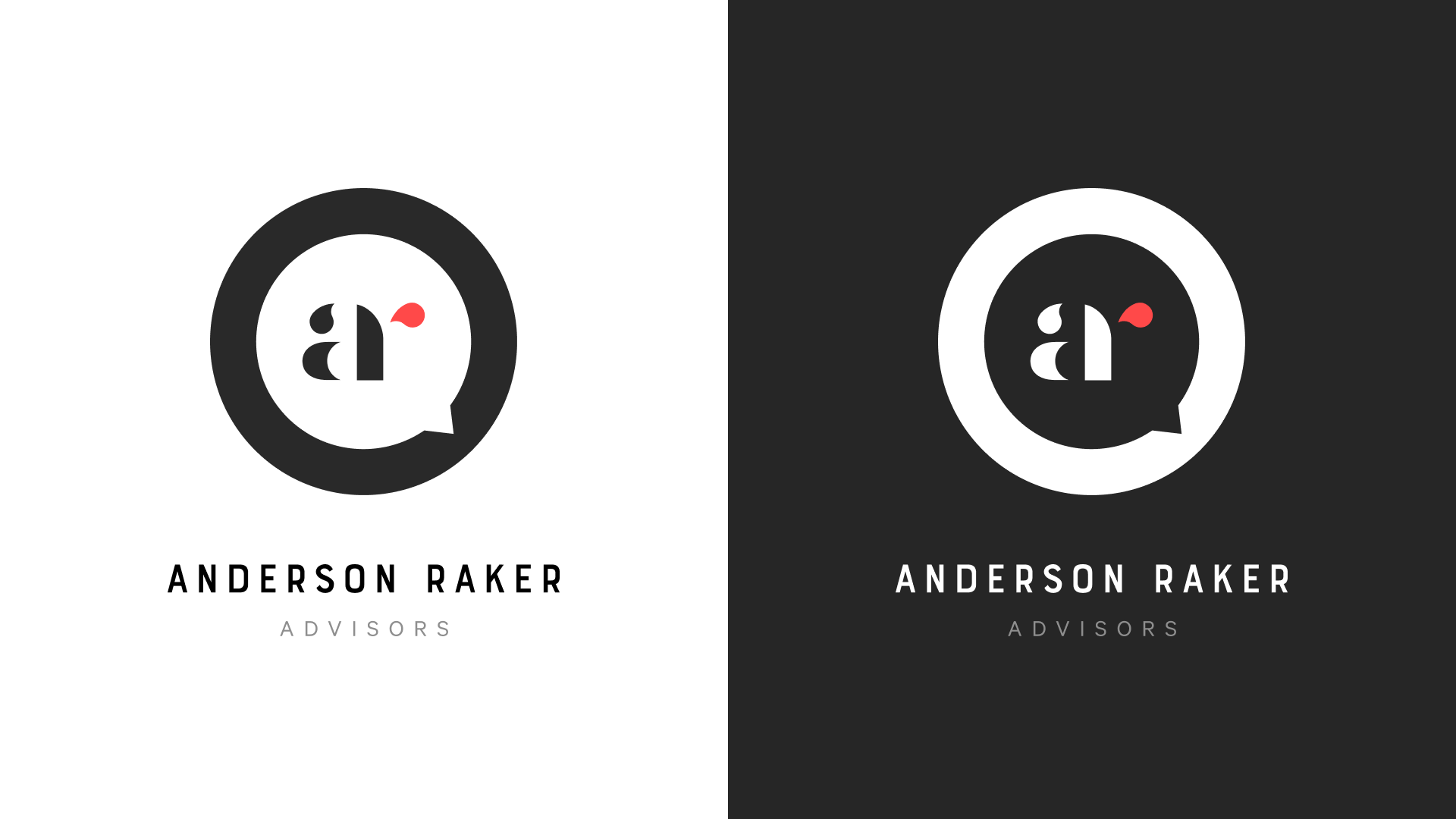 Anderson Raker Advisors primary mark, dark and light treatments